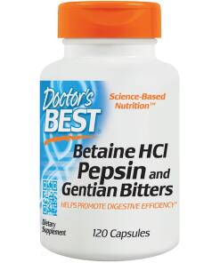 Doctor's Best - Betaine HCl Pepsin & Gentian Bitters - 120 caps