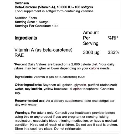 Beta-Carotene (Vitamin A)