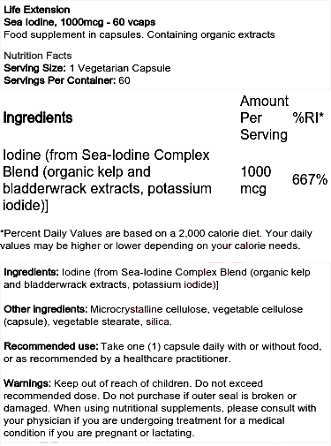 Life Extension - Sea Iodine, 1000mcg - 60 vcaps