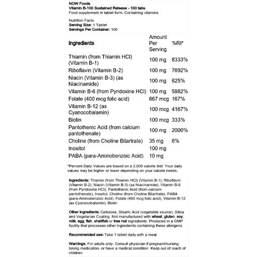 Vitamin B-100 Sustained Release - 100 tablets