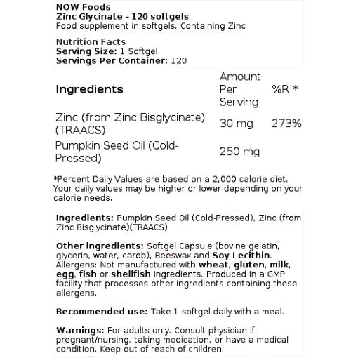 Zinc Glycinate - 120 softgels