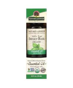 Nature's Answer - 100% Pure Sweet Basil Organic Essential Oil - 15 ml.