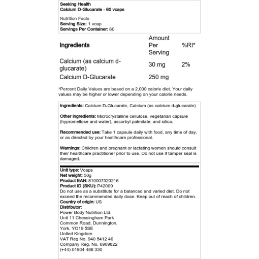 Seeking Health - Calcium D-Glucarate - 60 Vegetable Capsules - Image 2