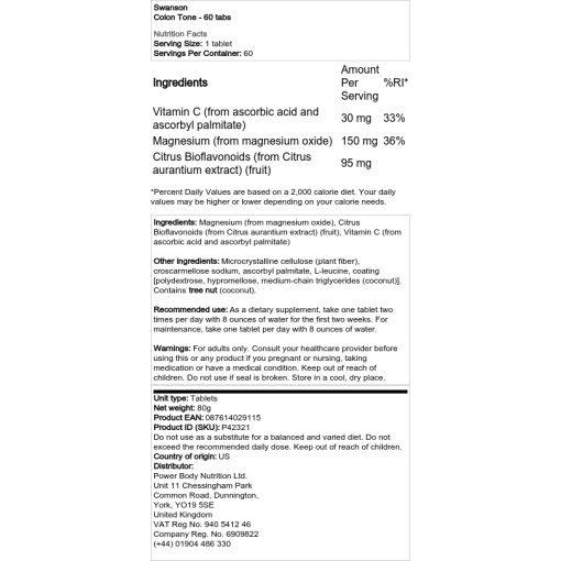 Swanson - Colon Tone - 60 Tablets - Image 2