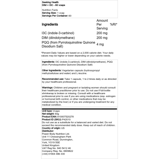 Seeking Health - DIM + I3C - 60 Vegetable Capsules - Image 2