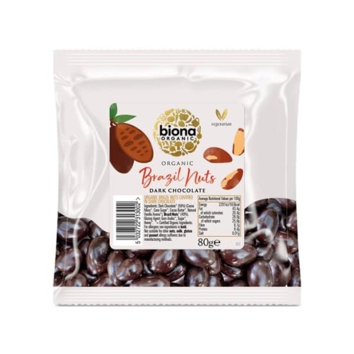 Mørk chokoladeovertrukne paranødder - 80 g