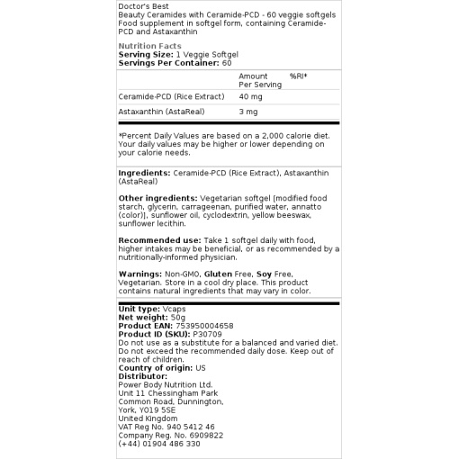 Doctor's Best - Beauty Ceramides with Ceramid-PCD - 60 Veggie Softgels - Image 2