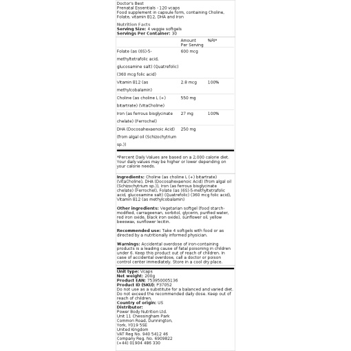 Doctor's Best Prenatal Essentials - 120 Vcaps - Image 2