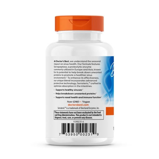Doctor's Best - Serrapeptase, 120 000 SPU High Potency - 90 vcaps - Image 3