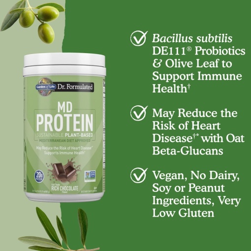 Garden of Life - Dr. Formulated MD Protein Sustainable Plant-Based Powder, Rich Chocolate - 882g - Image 4