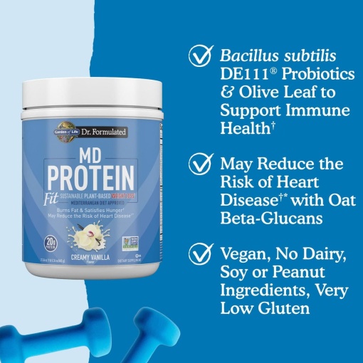 Garden of Life - Dr. Formulated MD Protein FIT Sustainable Plant-Based Powder, Creamy Vanilla - 605 g - Image 4