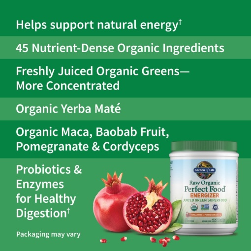 Garden of Life - Raw Organic Perfect Food Energizer, Yerba Mate & Pomegranate - 276g - Image 4