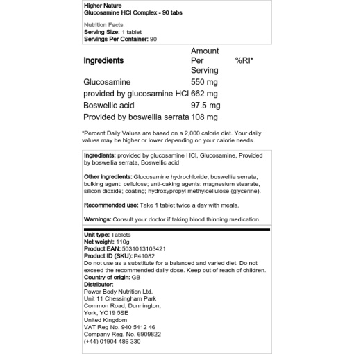 Higher Nature - Glucosamine HCl Complex - 90 Tablets - Image 2