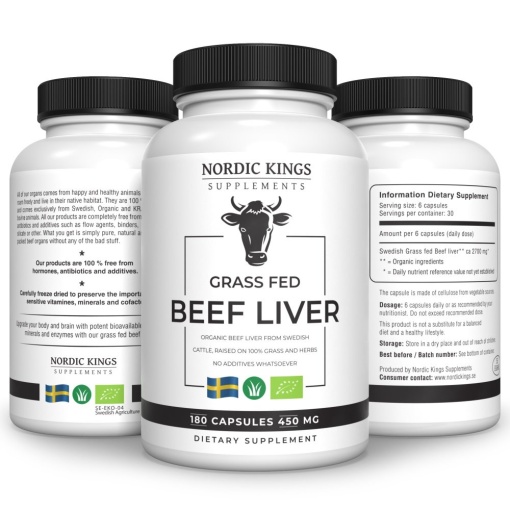 Nordic Kings - 100% Grass-Fed Organic Beef Liver - 180 Capsules - Image 2