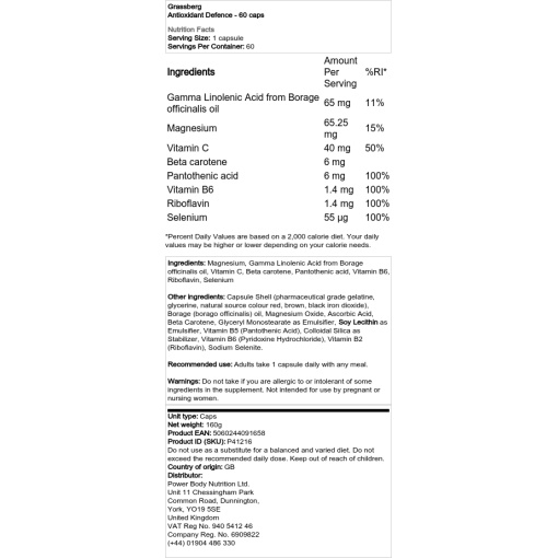 Grassberg - Antioxidant Defense - 60 Capsules - Image 2