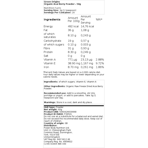 Green Origins - Organic Acai Berry Powder - Image 2