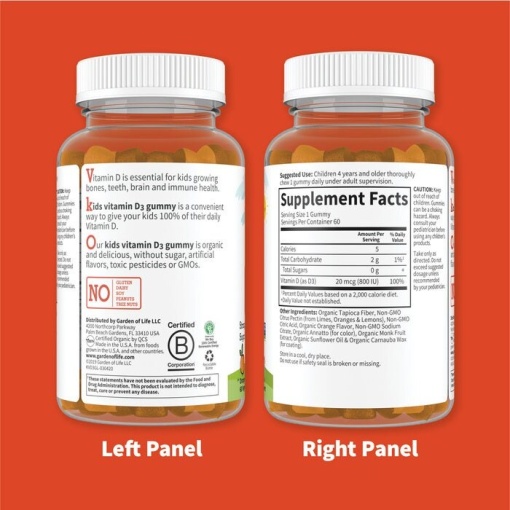 Garden of Life - Children's Vitamin D3, Orange - 60 Vegetarian Gummies - Image 3