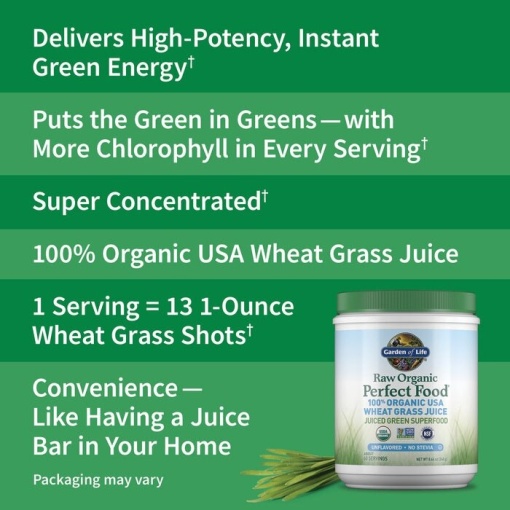 Garden of Life - Raw Organic Perfect Food 100% Organic USA Wheat Grass Juice - 240g - Image 4