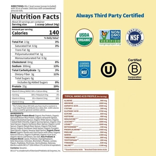 Garden of Life - Raw Organic Protein, Vanilla Chai - 580g - Image 4