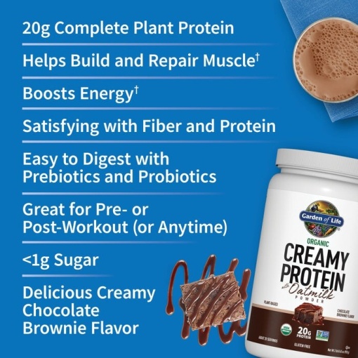 Garden of Life - Organic Creamy Protein with Oatmilk, Chocolate Brownie - 920g - Image 5