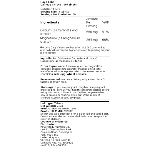 Haya Labs - Cal-Mag Citrate - 90 Tablets - Image 2
