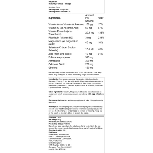 Haya Labs - Immunity Formula - 60 Capsules - Image 2