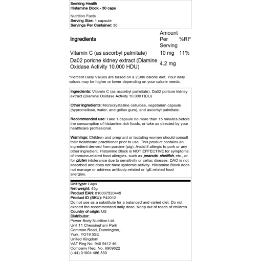 Seeking Health - Histamine Block - 30 Capsules - Image 2
