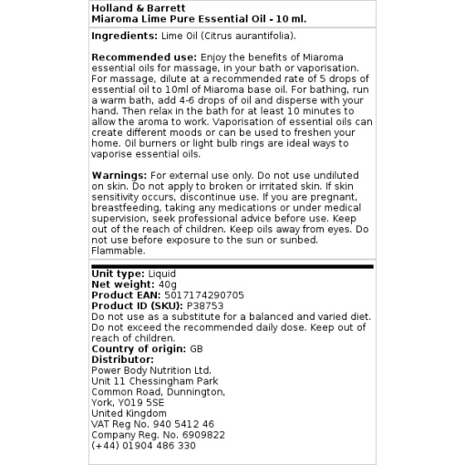 Holland & Barrett - Miaroma Pure Lime Essential Oil - 10 ml - Image 2