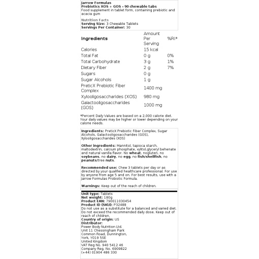 Jarrow Formulas - Prebiotics XOS + GOS - 90 Chewable Tablets - Image 2