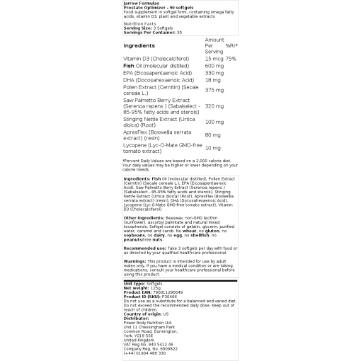 Jarrow Formulas Prostate Optimizer - 90 Softgels - Image 2