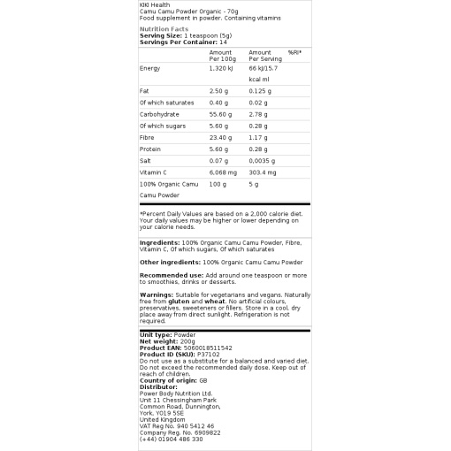 KIKI Health - Organic Camu Camu Powder - 70g - Image 2