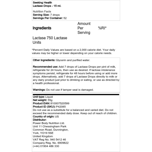 Seeking Health - Lactase Drops - 15 ml - Image 2
