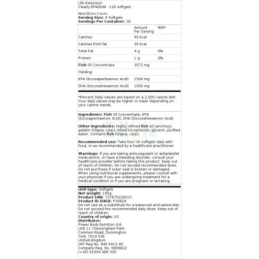 Life Extension - Clearly EPA/DHA - 120 Softgels - Image 2