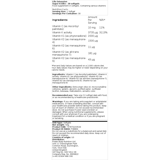 Life Extension Super K Elite - 30 Softgels - Image 2