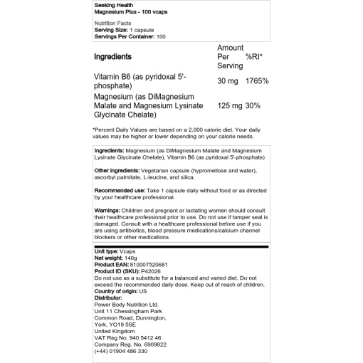 Seeking Health - Magnesium Plus - 100 Capsules - Image 2