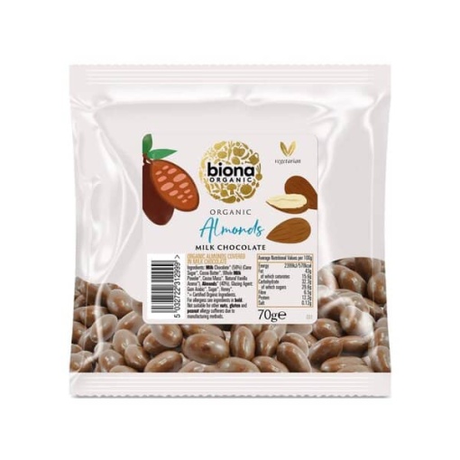 Mælkechokoladeovertrukne mandler - 70 g