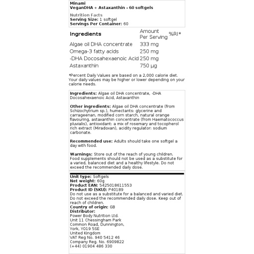 Minami VeganDHA + Astaxanthin - 60 Softgels - Image 2