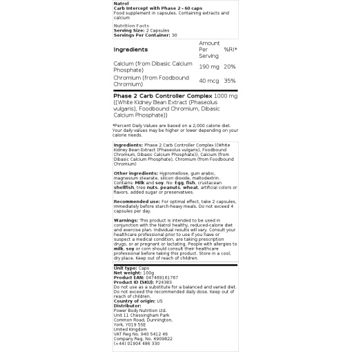 Natrol - Carb Intercept with Phase 2 - 120 vcaps - Image 2