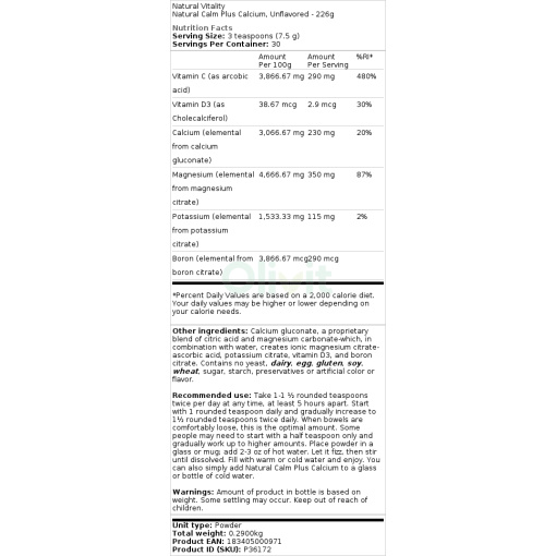 ikke aromatiseret (EAN 183405000971) - 226g