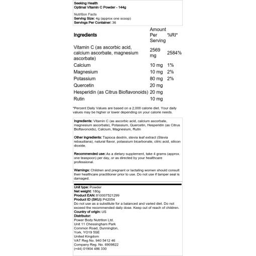 Seeking Health - Optimal Vitamin C Powder - 144g - Image 2