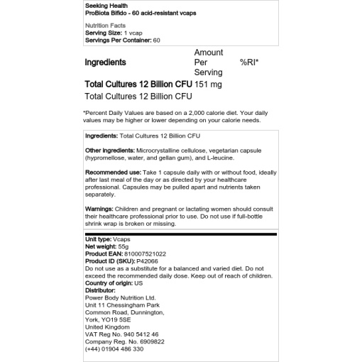 Seeking Health - ProBiota Bifido - 60 Enteric-Coated Capsules - Image 2
