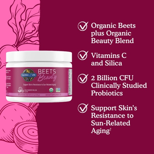Garden of Life - Beetroot Beauty Blackcurrant Melon 105g Powder - Image 4