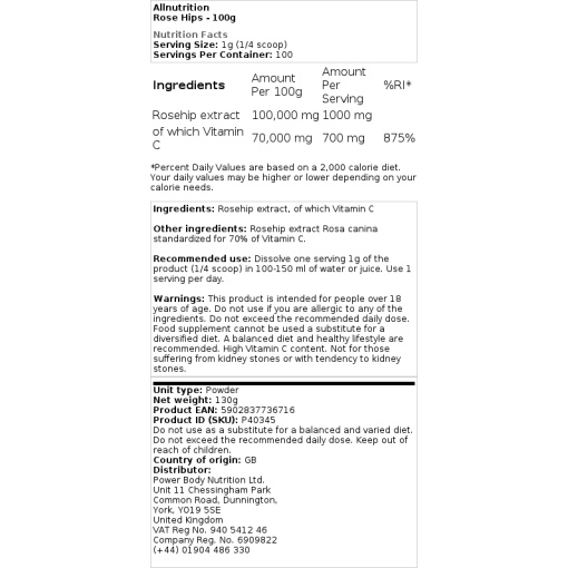 Allnutrition - Hyben - 100 g - Image 2