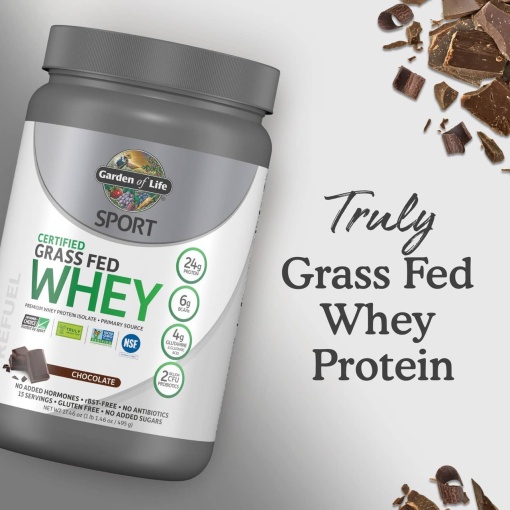 Garden of Life - Sports Certified Grass-Fed Whey Protein, Chocolate - 660g - Image 4
