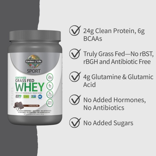 Garden of Life - Sports Certified Grass-Fed Whey Protein, Chocolate - 660g - Image 6