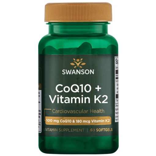 SWANSON CoQ10 100mg + Witamina  K2 180mcg 60sgels