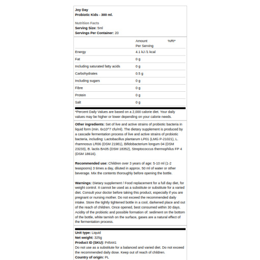 Joy Day - Probiotics for Children - 300 ml - Image 2