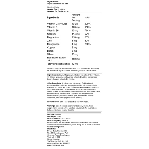 Higher Nature - Super Osteofood - 90 Tablets - Image 2