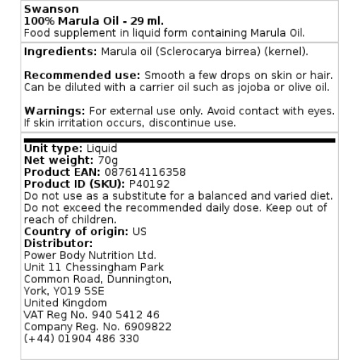 Swanson - 100% Marula Oil - 29 ml - Image 2