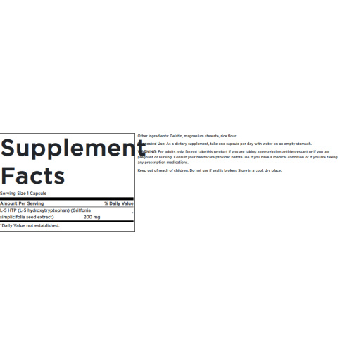 Swanson - 5-HTP, 200 mg Maximum Strength - 60 Capsules - Image 5